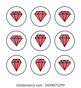 Ilustración vectorial de icono de diamante. símbolo y signo de gemas de diamante