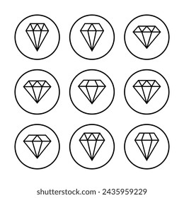 Ilustración vectorial de icono de diamante. símbolo y signo de gemas de diamante