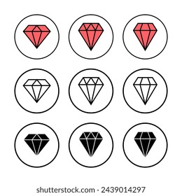 Ilustración vectorial de icono de diamante. símbolo y signo de gemas de diamante