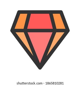 diamond icon vector illustration. diamond icon lineal color design.