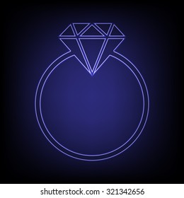 Diamond icon - Vector illustration  with neon effect