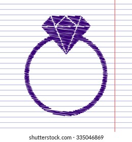 Diamond icon - Vector illustration with pen and school paper effect 