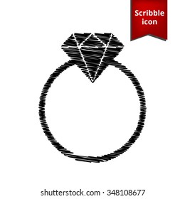 Diamond icon - Vector illustration with pen effect. Scribble icon for you design. 