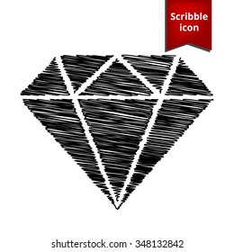 Diamond icon - Vector illustration with pen and school paper effect. Scribble icon for you design. 