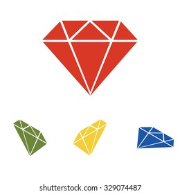 Diamond icon - Vector illustration  set. Isometric effect