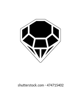 Diamond icon. Vector Illustration. Shiny crystal sign. Brilliant stone. Black stroke isolated on white background. Fashion modern design. Flat element. Symbol gift, jewel, gem or royal, rich.