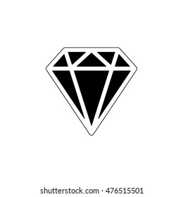 Diamond icon. Vector Illustration. Shiny crystal sign. Brilliant stone. Black stroke isolated on white background. Fashion modern design. Flat element. Symbol gift, jewel, gem or royal, rich.