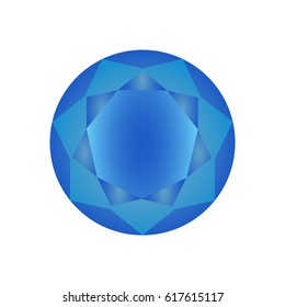 Diamond icon. Vector Illustration. Shiny crystal sign. Brilliant stone.Blue stone isolated on white background. Fashion modern design. Flat element. Symbol gift, jewel, gem or royal, rich.