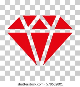 Diamond icon. Vector illustration style is flat iconic symbol, red color, transparent background. Designed for web and software interfaces.