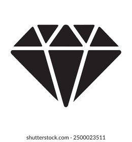 Diamond icon vector line art illustration.