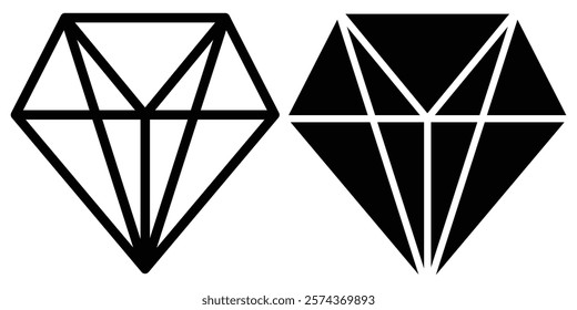 Diamond icon vector. Liner and fill diamond vector. Flat style diamond vector isolated. 