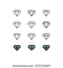 Dibujo de contorno de Plantilla de maqueta de Vector de icono de diamante.