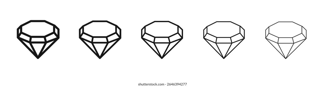Diamond icon vector outline set illustration sign