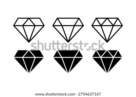 Diamond Icon Vector Set. Brilliant, Gemstone Symbol