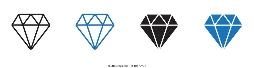 Diamond icon Vector set outline