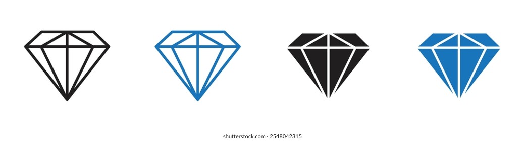 Diamond icon Vector set outline
