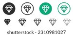 Diamond icon vector set. Valueable gem simple line icon set. Gemstone pictogram. Crystal shape illustration with editable stroke. Premium product or content diamond symbol