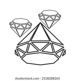 Diamond icon vector set.color editable 