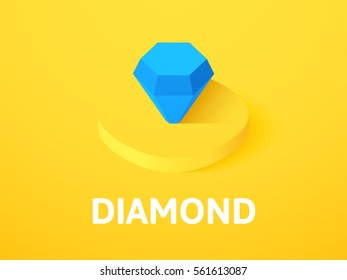 Diamond icon, vector symbol in flat isometric style isolated on color background