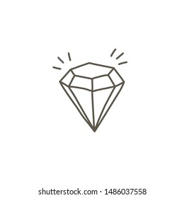 Diamond icon vector symbol illustration. Doodle illustration