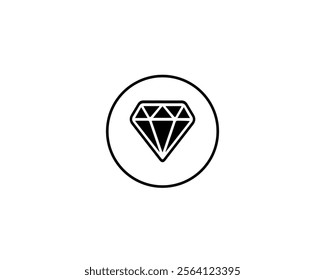 Diamond icon vector symbol illustration. Anniversary, art, design, diamond, doodle, drawing, fashion, gift, jewellery, luxury, romance and wedding.