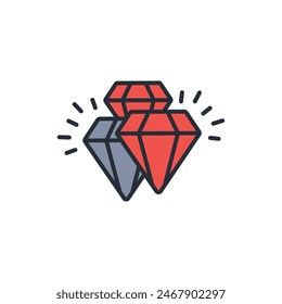 Icono de diamante. Vector.Trazo editable.signo de estilo lineal para utilizar Diseño web,logotipo.Ilustración de símbolo.