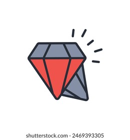Icono de diamante. Vector.Trazo editable.signo de estilo lineal para utilizar Diseño web,logotipo.Ilustración de símbolo.
