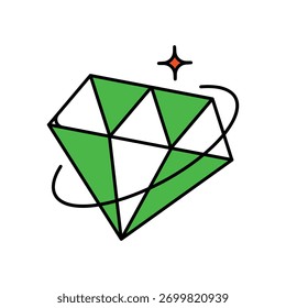 Ícone de diamante com fundo branco vetor ilustração stock