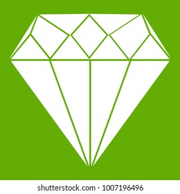 Diamond icon white isolated on green background. Vector illustration