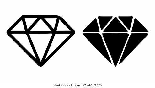 Diamond icons in a flat style. Abstract linear and black diamond collection. Vector diamond logo design