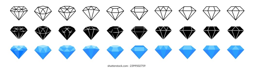 Diamond icons. Gemstone icon set. Diamond vector.