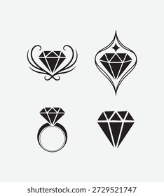 Logotipo de los iconos del diamante fijado en estilo del Vector aislado en el fondo blanco, símbolos lujosos de la piedra preciosa para la marca de la joyería, la identidad empresarial, y el Diseño gráfico