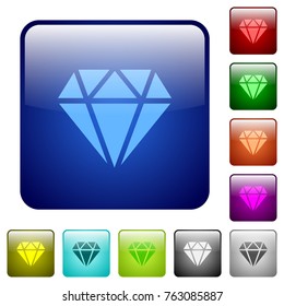 Diamond icons in rounded square color glossy button set