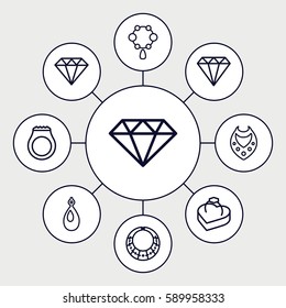 diamond icons set. 