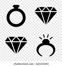 Diamond icons set. set of 4 diamond filled icons such as ring, diamond