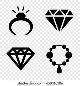 Diamond icons set. set of 4 diamond filled icons such as ring