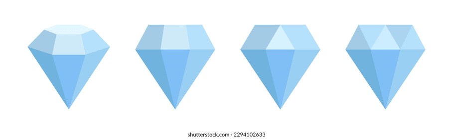 Iconos de diamantes establecidos. Icono de la gema azul. Símbolo de diamante. Signo de gema azul. Un vector brillante. Pictograma de diamante glifo. Conjunto de símbolos de gema. Ilustración vectorial de acciones