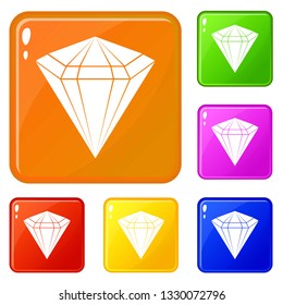 Diamond icons set collection vector 6 color isolated on white background