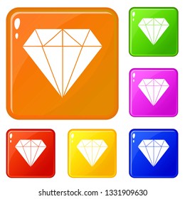 Diamond icons set collection vector 6 color isolated on white background