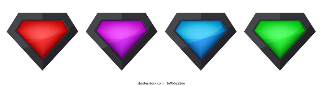 Iconos de diamantes establecidos. Iconos vectoriales de cristal. Icono de piedra gema. Los brillantes diamantes están aislados. Ilustración vectorial.