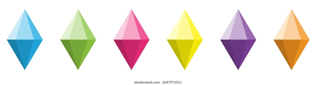 Diamond icons set. Different diamonds