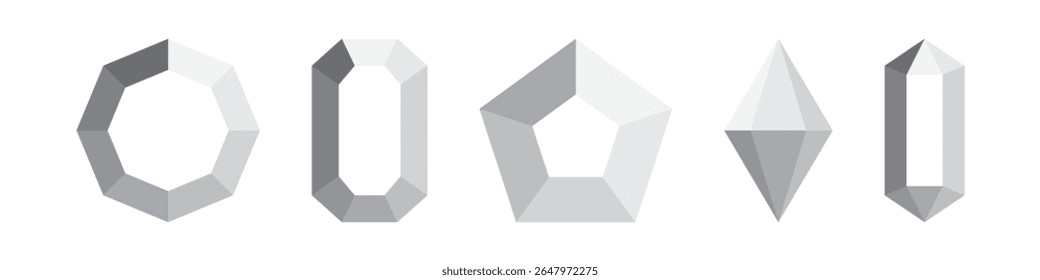 Diamond icons set. Different diamonds