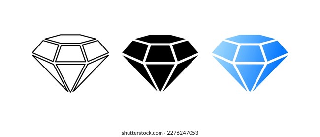 Iconos de diamantes establecidos. Iconos de diferentes estilos, coloreados, diamantes de diferentes estilos. Vector.
