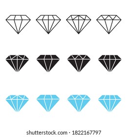 Juego de iconos de diamante, diseño plano