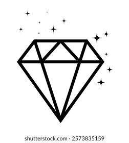 Diamond icons set, flat design, outline icon. Diamond icon vector for web and mobile app. Gemstone icons in a linear minimal style. Vector icon logo design diamonds. Design eps 10