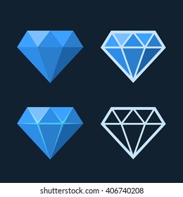 Diamond Icons Set. Flat Style Logo. Vector