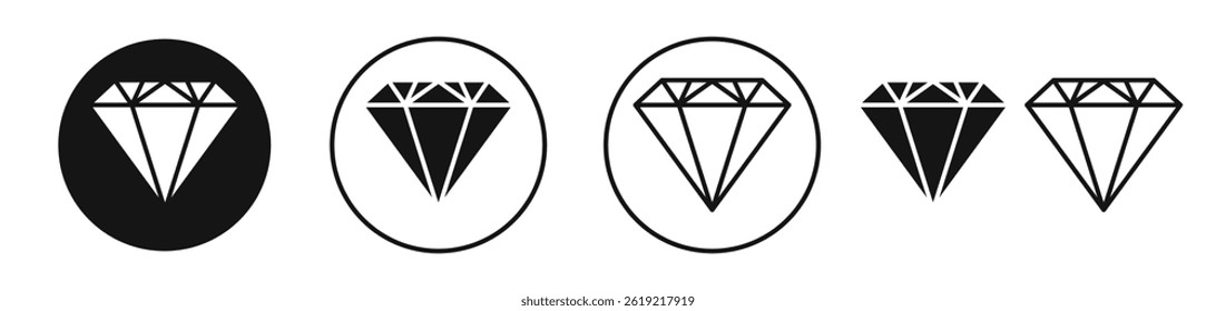 Ícones de losango definidos em preto sólido e estilo de linha de traçado