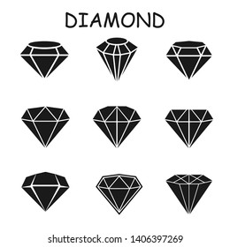 Iconos de diamantes establecidos.  Iconos geométricos vectoriales cortados en fondo blanco