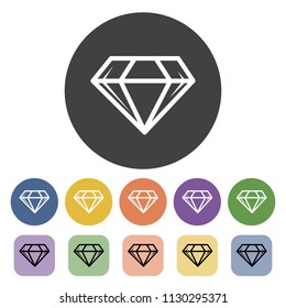 Diamond icons set. Vector illustration.