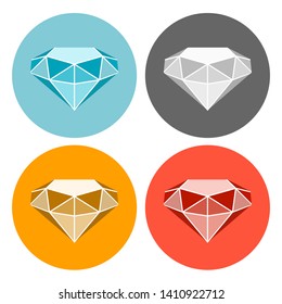 Diamond icons set. Vector illustration on isolated white background.